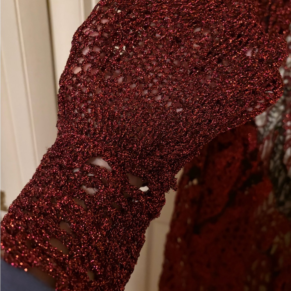 Elegant Burgundy Knit Women Sweater/Kimono - Picture 3 of 4
